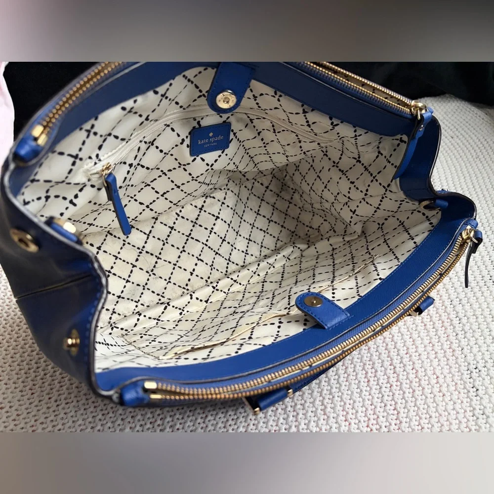 Kate Spade FLAWED Blue Saffiano Leather Newbury Lane Loden Large Bag